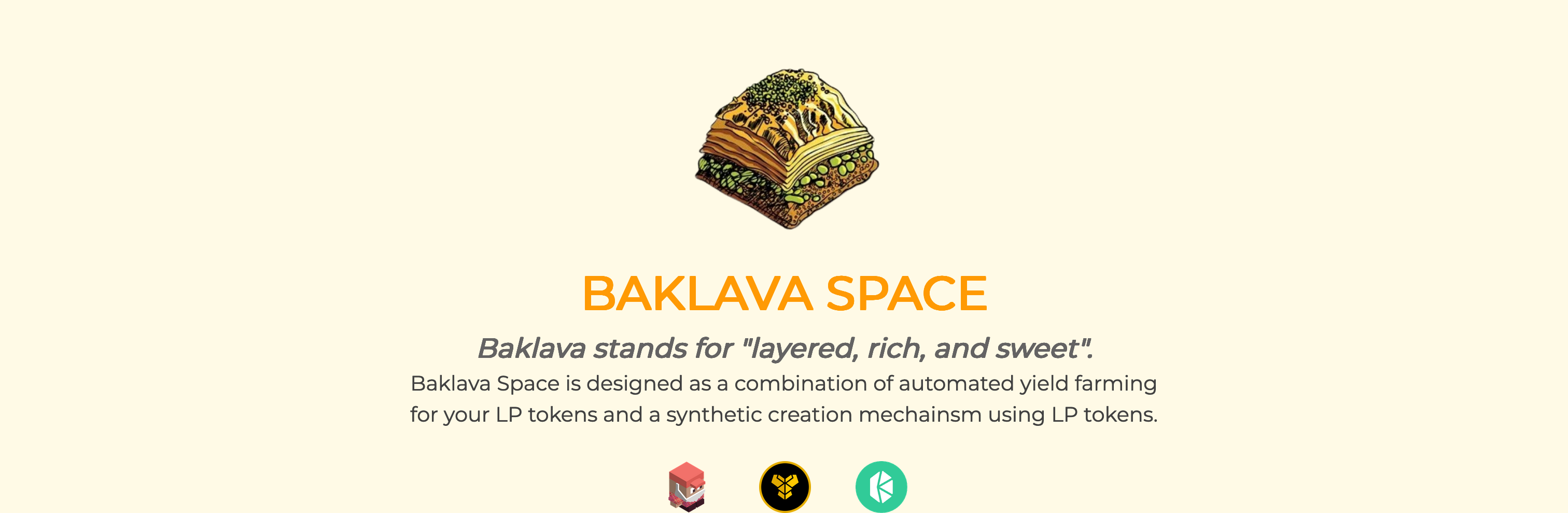 Baklava UI with a lot of jargon about decentralized finance